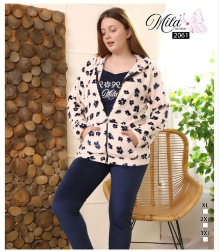 طقم شتوي 3 قطع قطيفه كود 2061